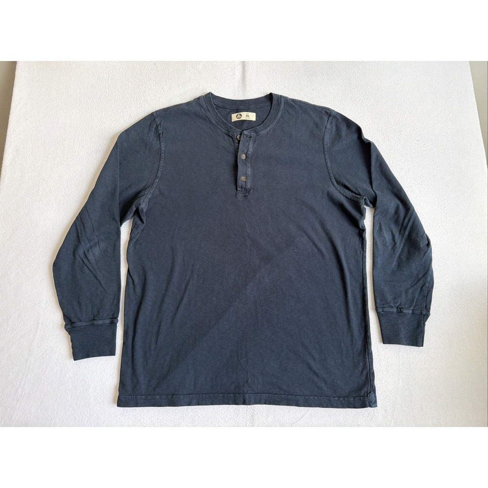 American Giant Mens Long Sleeve Henley Shirt Navy Blue Cotton Made USA Size XL